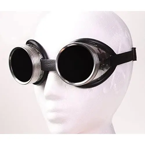 Steampunk Metal Welding Goggles - Dark Tinted Glass Lens with Aluminum Metal and Rubber Lining Steampunk Metal Welding Goggles - Dark Tinted Glass Lens with Aluminum Metal and Rubber Lining