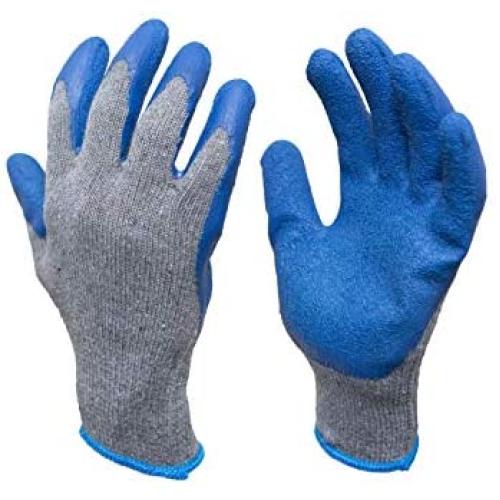 G & F Products - 3100L-DZ-Parent 12 Pairs Large Rubber Latex Double Coated Work Gloves for Construction, gardening gloves, heavy duty Cotton Blend Blue