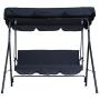 Outsunny 3-Person Porch Lawn Swing with Canopy, Outdoor Yard Glider Swing Chair with Stand, Black