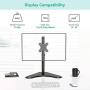 WALI Free Standing Single LCD Monitor Fully Adjustable Desk Mount Fits 1 Screen up to 32 inch, 17.6 lbs. Weight Capacity (MF001), Black