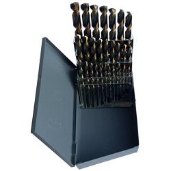 Drill America 29 Piece Heavy Duty High Speed Steel Drill Bit Set with Black and Gold Finish in Metal Case (1/16'' - 1/2'' x 64ths), KFD Series