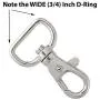 25 Pack- Premium Metal Lobster Claw Clasps - Wide 3/4 Inch D Ring - 360° Swivel Trigger Snap Hooks - Great for DIY Face Mask Lanyards by Specialist ID 25 Pack- Premium Metal Lobster Claw Clasps - Wide 3/4 Inch D Ring - 360° Swivel Trigger Snap Hooks - Great for DIY Face Mask Lanyards by Specialist ID