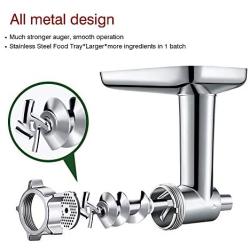 Metal Food Grinder Attachment for KitchenAid Stand Mixer Included 3 Sausage Stuffer Tubes Accessory, Upgrade Design with High Performance