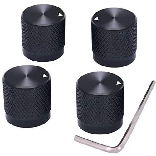 Taiss/ 4pcs Black Aluminum Rotary Electronic Control Potentiometer Knob for 6 mm Diameter Shaft , Volume Control Knob , Audio knob, Guitar Knob，Switch Knob, 17mm Dia. x 17mm Height