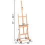 ShowMaven Multi-Function Studio Artist Easel, H-Frame Extra Large 360-Degree Spinner Wheel Rolling Adjustable Height, Red Beech Wood Studio Painting Stand