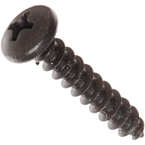 Steel Sheet Metal Screw, Black Oxide Finish, Pan Head, Phillips Drive, Type A, #10-12 Thread Size, 1'' Length (Pack of 100)