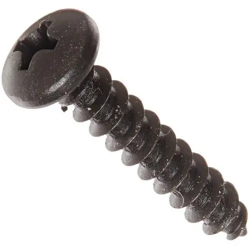 Steel Sheet Metal Screw, Black Oxide Finish, Pan Head, Phillips Drive, Type A, #10-12 Thread Size, 1'' Length (Pack of 100) Steel Sheet Metal Screw, Black Oxide Finish, Pan Head, Phillips Drive, Type A, #10-12 Thread Size, 1'' Length (Pack of 100)