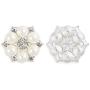 FEIYI 24 Pieces 26 mm Flatback Pearl Rhinestone DIY Embellishments for Wedding Decoration, Flower Center, Gift Card Decor (Silver)