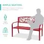 Best Choice Products Outdoor 50in Steel Park Bench Porch Chair Yard Furniture w/Pastoral Bird Design Backrest, Slatted Seat - Red Best Choice Products Outdoor 50in Steel Park Bench Porch Chair Yard Furniture w/Pastoral Bird Design Backrest, Slatted Seat - Red