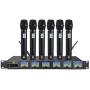 PRORECK MX66 6-Channel UHF Wireless Microphone System with 6 Hand-held Microphones Karaoke Machine for Party/Wedding/Church/Conference/Speech