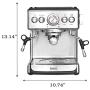 Brim 19 Bar Espresso Machine, Fast Heating Cappuccino, Americano, Latte and Espresso Maker, Milk Steamer and Frother, Removable Parts for Easy Cleaning, Stainless Steel