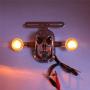 HTTMT- Chrome Smoke Metal Skull Brake Tail Light Signal Compatible with Bobber Choppers Motorcycle Bike [P/N: XH3118B-B-01-CD+SK]