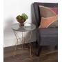 Kate and Laurel Mendel Round Metal End Table, Gray Top with Rose Gold Base