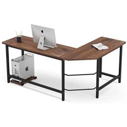 Tribesigns Industrial L-Shaped Desk, Corner Computer Desk PC Laptop Study Table Workstation for Home Office Wood & Metal, Rustic Brown