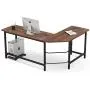 Tribesigns Industrial L-Shaped Desk, Corner Computer Desk PC Laptop Study Table Workstation for Home Office Wood & Metal, Rustic Brown