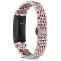 Shangpule Compatible for Fitbit Inspire HR / Inspire 2 / Inspire Bands , Stainless Steel Metal Replacement Wrist Band for Fitbit Inspire Women Man Large Small (Pink)