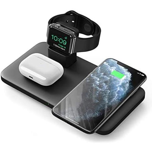 Seneo 3 in 1 Wireless Charger, Wireless Charging Pad for AirPods Pro/2, Charging Dock for iWatch 5/4/3/2, 7.5W Qi Fast Charge for iPhone 11/11 Pro Max/SE 2/XS Max/XR/XS/X/8/8P(No Adapter/iWatch Cable)