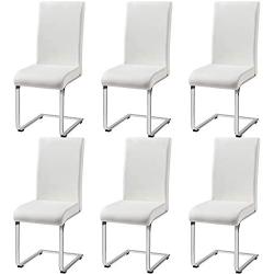 Yaheetech 6PCS Dining Chairs Armless Chairs Side Chairs PU Leather Seat and Metal Legs with High Back for Kitchen, Living Room, Leisure