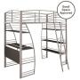 DHP Studio Loft Bunk Bed Over Desk and Bookcase with Metal Frame - Twin (Gray)