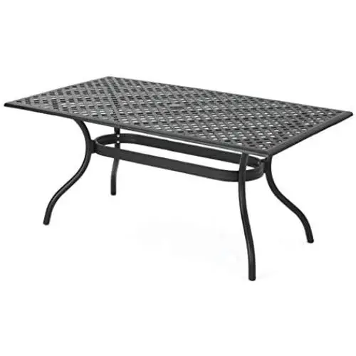 Christopher Knight Home Cayman Cast Aluminum Rectangle Table, Black Sand Christopher Knight Home Cayman Cast Aluminum Rectangle Table, Black Sand