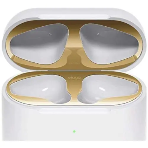 elago AirPods 2 Dust Guard (Gold, 1 Set) Dust-Proof Metal Cover, Luxurious Finish, Must Watch Installation Video - Compatible with Apple AirPods 2 Wireless Charging Case[US Patent Registered]