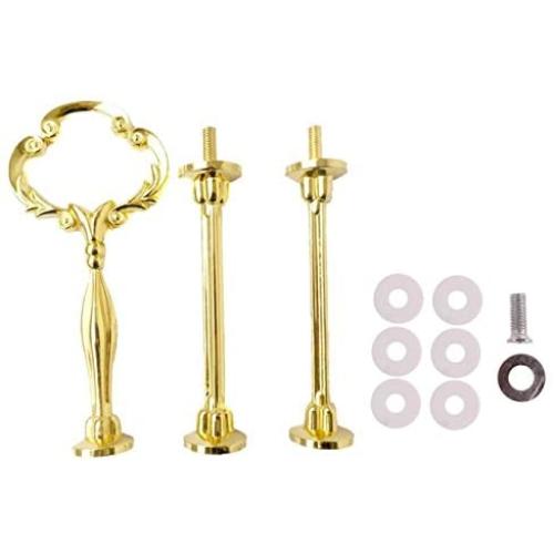 Vintage Sunflower Metal 3 Tier Cake Fruit Food Plate Stand Holder Handle Fittings for Wedding Party (Gold)