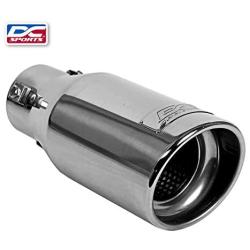 DC Sports EX-1012 Performance Bolt-On Resonated Exhaust Tip with Clamps and Adapters for Universal Fitment on Most Cars, Sedans, and Trucks - Polished Stainless Steel