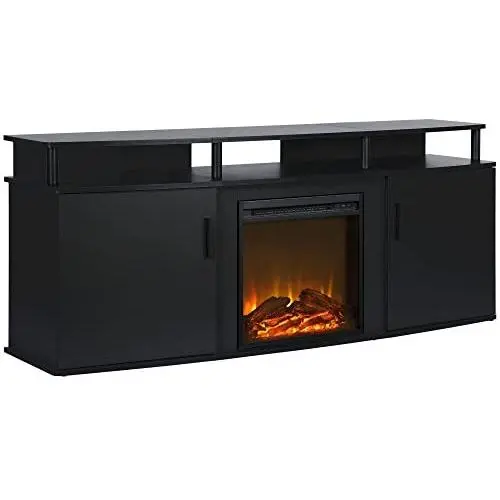 Ameriwood Home Carson Electric Fireplace TV Console for TVs up to 70'', Black