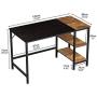 JOISCOPE Home Office Computer Desk,Small Study Writing Desk with Wooden Storage Shelf,2-Tier Industrial Morden Laptop Table with Splice Board,47 inches(Black Oak Finish)