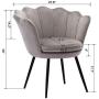 Chairus Velvet Leisure Chair for Living Room/Bed Room, Upholstered Mid Century Modern Accent Arm Chair with Black Metal Legs, Guest Chair, Vanity Chair(Warm Gray)