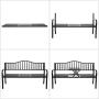 VINGLI 59'' Patio Garden Bench Table Outdoor Metal Park Benches,Cast Iron Steel Frame Chair Porch Path Yard Lawn Decor Deck
