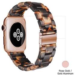 Light Apple Watch Band - Fashion Resin Comfortable iWatch Band Compatible with Stainless Steel Buckle for Apple Watch Series SE Series 6 Series 5 Series 4 Series 3 2 1 (Tortoise Stone New, 38mm/40mm)