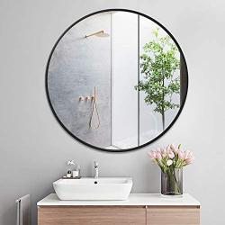 PexFix Wall Round Mirror 30 Modern Brushed Metal Frame Circle Wall-Mounted Decorative Mirror for Bedroom, Vanity Washrooms, Living Room & Entryway (Black)