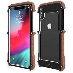 iPhone Xs Max Wood Metal Frame Case,Drop Protection Ultra Thin Aluminum Metal Cover Protective Case Shockproof Dropproof Bumper Frame for Apple iPhone Xs Max 6.5inch 2018 (Black)