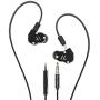 RevoNext QT2 in Ear Monitor Headphones, Triple Driver 2DD+1BA Balanced Armature with Dynamic Metal Shell Noise-Isolating Deep Bass Wired Earbuds with Detachable Cables (Black mic)