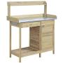 Convenience Concepts Deluxe Potting Bench with Cabinet, Natural Fir