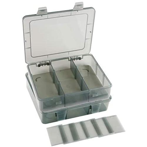 Upgrade 2 Pack Plastic Storage Organizer Box, Storage Container, Jewelry Organizer, Parts Storage Box with Dividers for Crafts, Beads, Buttons, Ornaments, Metal Parts, and More (9 Grids 2 Pack)