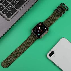 Misker Nylon Band Compatible with Apple Watch Band 44mm 42mm 40mm 38mm,Breathable Sport Strap with Metal Buckle Compatible with iwatch Series 5/4/3/2/1 (2-Packs Army Green/Black, 38mm/40mm)