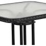 Flash Furniture 28 Square Tempered Glass Metal Table with Black Rattan Edging