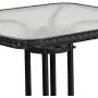 Flash Furniture 28 Square Tempered Glass Metal Table with Black Rattan Edging