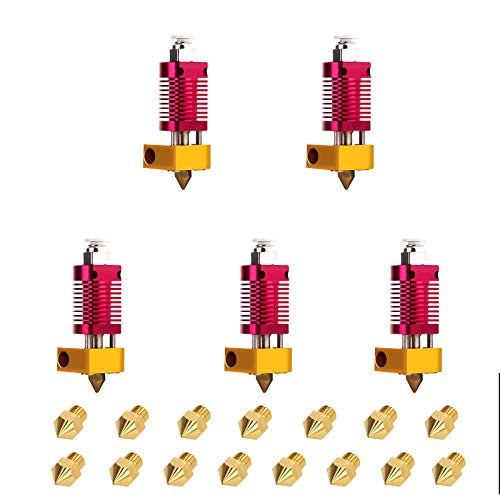 5 PCS 3D Printer Extruder Hotend with 15 PCS .4MM MK8 Nozzles Suitable for CR-10, CR10, CR10S, Ender 3, Ender 3 pro, Ender 5