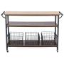 Baxton Studio Lancashire Wood and Metal Kitchen Cart, Brown