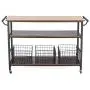 Baxton Studio Lancashire Wood and Metal Kitchen Cart, Brown Baxton Studio Lancashire Wood and Metal Kitchen Cart, Brown