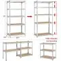 Topeakmart 5 Tier Storage Rack Heavy Duty Adjustable Garage Shelf Steel Shelving Unit,71in Height, 2 Bay Garage Shelf
