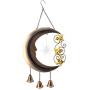 EH-Garden Solar Garden Decorative Lights Outdoor - Metal Moonlight for Garden Door, Patio, Window,(Brown Hanging Moon)