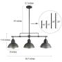 LOG BARN Pendant Lighting for Kitchen Island, Black Chandelier in Brushed Antique Dark Metal Finish, Industrial Linear Ceiling Fixture Hanging for Dining Rooms, Pool Tables
