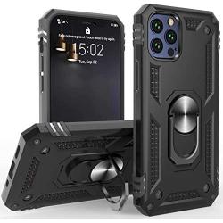 Profer Compatible with iPhone 12 Mini case[5.4 inch] with Stand Magnetic Ring Kickstand Bumper Shockproof Armor Heavy Duty Military Grade Hard Phone Protective Case Black