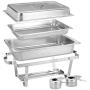 Rectangular Chafing Dish Full Size Chafer Dish Set 4 Pack of 8 Quart Stainless Steel Frame (4)