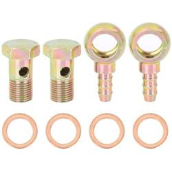 X AUTOHAUX 2 Sets 16mm Banjo Hose Barb Bolt Fitting Banjo Bolt Washer Bronze Tone Metal for Motorcycle Car