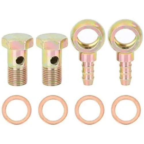 X AUTOHAUX 2 Sets 16mm Banjo Hose Barb Bolt Fitting Banjo Bolt Washer Bronze Tone Metal for Motorcycle Car X AUTOHAUX 2 Sets 16mm Banjo Hose Barb Bolt Fitting Banjo Bolt Washer Bronze Tone Metal for Motorcycle Car